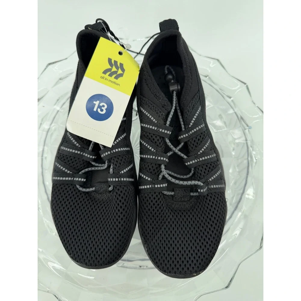 All in Motion Windsor Black Mesh Bungee Water Shoes Mens Size 13 New with Tags